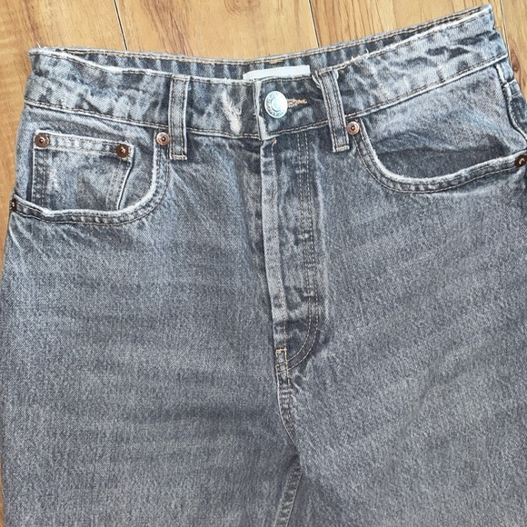 Zara Grey High Waisted Straight Leg Jean - Picture 3 of 5